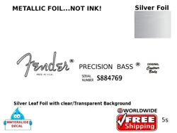 FENDER PRECISION BASS GUITAR DECAL FOIL WATERSLIDE HEADSTOCK RESTORATION LOGO 5S