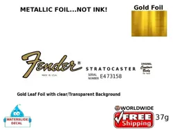 FENDER STRATOCASTER GUITAR DECAL FOIL WATERSLIDE HEADSTOCK RESTORATION  37G