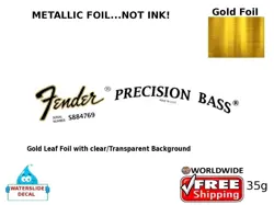 FENDER PRECISION BASS GUITAR DECAL FOIL WATERSLIDE HEADSTOCK RESTORATION  35G