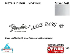 FENDER JAZZ BASS GUITAR DECAL FOIL WATERSLIDE HEADSTOCK RESTORATION  34S