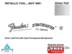 FENDER STRATOCASTER GUITAR DECAL FOIL WATERSLIDE HEADSTOCK RESTORATION LOGO 32S