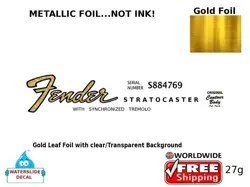 FENDER STRATOCASTER GUITAR DECAL FOIL WATERSLIDE HEADSTOCK RESTORATION LOGO 27G