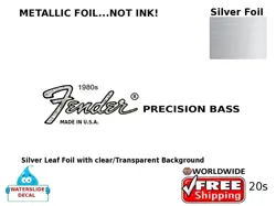 FENDER PRECISION GUITAR DECAL FOIL WATERSLIDE HEADSTOCK RESTORATION LOGO 20S
