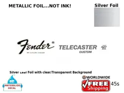 FENDER TELECASTER GUITAR DECAL FOIL WATERSLIDE HEADSTOCK RESTORATION LOGO 45S