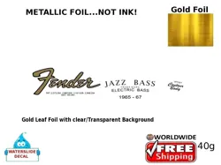 FENDER JAZZ BASS GUITAR DECAL FOIL WATERSLIDE HEADSTOCK RESTORATION  40G