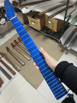BLUE 22FRETS ELECTRIC GUITAR NECK FLAME MAPLE FENDER TELE REPLACE HANDLE 25.5IN