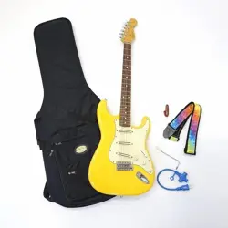 FENDER STRATOCASTER ELECTRIC GUITAR YELLOW DIMARZIO PICKUP CRAFTED IN JAPAN