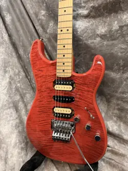 FENDER MICHIYA HARUHATA STRATOCASTER TRANS PINK USED 2011 ASH BODY W/SOFT CASE