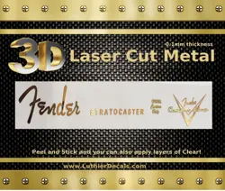 FENDER STRATOCASTER GUITAR DECAL 3D METAL HEADSTOCK RESTORATION STICKER M22