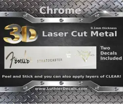 FENDER STRATOCASTER GUITAR DECAL 3D METAL HEADSTOCK RESTORATION STICKER M39B