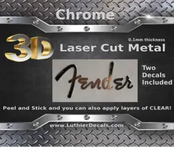 FENDER GUITAR DECAL 3D METAL HEADSTOCK RESTORATION STICKER M7B