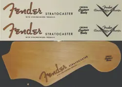2 (TWO) FENDER STRATOCASTER SPAGHETTI - CUSTOM SHOP HEADSTOCK WATERSLIDE DECALS