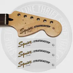 FENDER SQUIER STRAT WATERSLIDE GUITAR HEADSTOCK DECALS (SET OF 3)