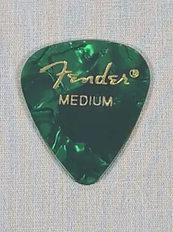 FENDER 351 PREMIUM CELLULOID GUITAR PICKS - MEDIUM, GREEN MOTO 12-PACK