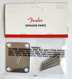 FENDER 70S F LOGO STRAT TELE CHROME GUITAR NECK PLATE 0991448100