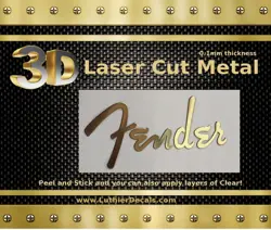 FENDER GUITAR DECAL 3D METAL HEADSTOCK RESTORATION STICKER M23