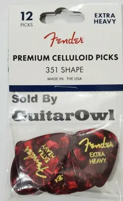 FENDER GUITAR PICKS EXTRA HEAVY 351 RED MOTO 12 PICKS  