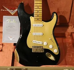 FENDER CUSTOM SHOP 1955 BONE TONE STRATOCASTER RELIC BLACK 2023 ELECTRIC GUITAR