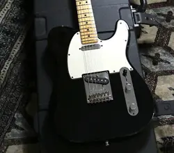 FENDER AMERICAN STANDARD TELECASTER BLK/M 2007 USED ALDER BODY W/HARD CASE