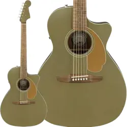 FENDER CALIFORNIA SERIES OLIVE GREEN ACOUSTIC GUITAR WITH CASE - USED