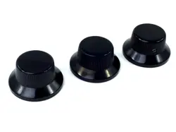 (3) SCHALLER BLACK/BRASS BELL KNOBS FOR FENDER STRAT® GUITAR & 6MM SHAFT PO
