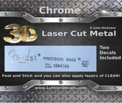 FENDER PRECISION BASS GUITAR DECAL 3D METAL HEADSTOCK RESTORATION STICKER M95B