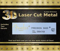 FENDER PRECISION BASS GUITAR DECAL 3D METAL HEADSTOCK RESTORATION STICKER M94B