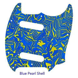 PARTS FOR US FENDER MUSTANG GUITAR PICKGUARD NO CONTROL HOLE, BLUE PEAR SHELL
