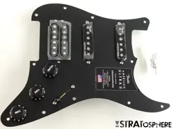 FENDER AMERICAN ULTRA II STRAT HSS LOADED PICKGUARD S1, BLACK ANODIZED ALUMINUM.