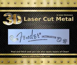 FENDER JAZZMASTER GUITAR DECAL 3D METAL HEADSTOCK RESTORATION STICKER LOGO M101