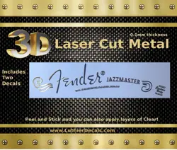 FENDER JAZZMASTER GUITAR DECAL 3D METAL HEADSTOCK RESTORATION STICKER LOGO M101B