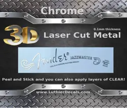 FENDER JAZZMASTER GUITAR DECAL 3D METAL HEADSTOCK RESTORATION STICKER LOGO M100