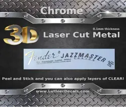 FENDER JAZZMASTER GUITAR DECAL 3D METAL HEADSTOCK RESTORATION STICKER LOGO M98