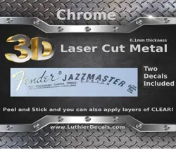 FENDER JAZZMASTER GUITAR DECAL 3D METAL HEADSTOCK RESTORATION STICKER LOGO M98B