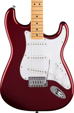 FENDER STANDARD STRATOCASTER, MAPLE FINGERBOARD, WHITE PICKGUARD, CANDY COLA