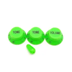 TRUE CUSTOM SHOP GREEN KNOBS & SWITCH TIP SET FOR FENDER STRAT 1 VOLUME 2 TONE