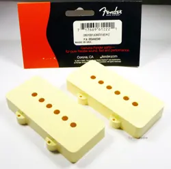 GENUINE FENDER JAZZMASTER AGED WHITE GUITAR PICKUP COVERS - SET OF 2
