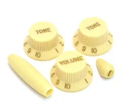 AGED CREAM KNOB/TREM/SWITCH TIP SET FOR FENDER STRATOCASTER/STRAT PK-0178-048