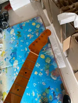 ELECTRIC GUITAR NECK 22 FRET TIGER ROASTED FLAME MAPLE FENDER TL TELE REPLACE