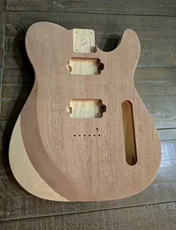 TELECASTER-STYLE GUITAR BODY, SAPELE ON ASH