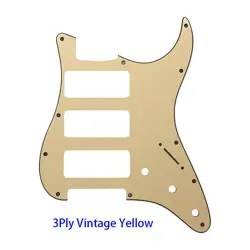 GUITAR PARTS 3P-90 STRATOCASTER PICKGUARD FOR FENDER STRAT 3 P90, VINTAGE YELLOW
