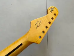 21 FRET STRAT ELECTRIC GUITAR NECK YELLOW GLOSS FLAME MAPLE FOR DIY FENDERS