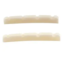 MUSICLILY PRO 2PCS SLOTTED BONE NUT CURVED BOTTOM FOR JAZZ BASS 39.5X3.2X4.8MM