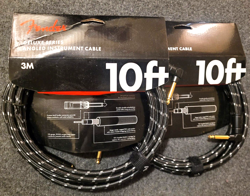 2 FENDER 10 FT ANGLED INSTRUMENT CABLES - DELUXE