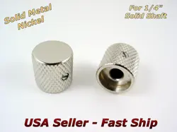2 METAL FLAT-TOP CONTROL KNOBS FOR FENDER TELECASTER & P-BASS NICKEL 1/4