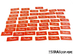 LOT OF 50 FENDER LOGO RED STICKERS ELECTRIC GUITAR ACCESSORIES