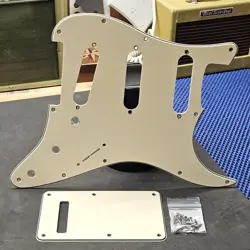 3-PLY WHITE STRAT PICKGUARD & TREMOLO COVER FOR FENDER STRATOCASTER GUITAR