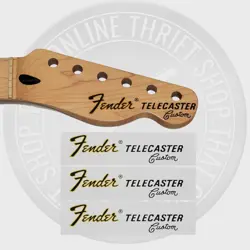 FENDER TELE CUSTOM WATERSLIDE GUITAR NECK HEADSTOCK DECALS (SET OF 3)