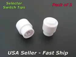 2 WHITE BARREL SWITCH TIPS KNOB FOR FENDER TELECASTER, FITS WIDE BLADE OR IMPORT
