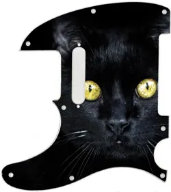TELECASTER PICKGUARD LEFT HANDED GRAPHIC TO FIT FENDER 8 HOLE BLACK CAT GLARE